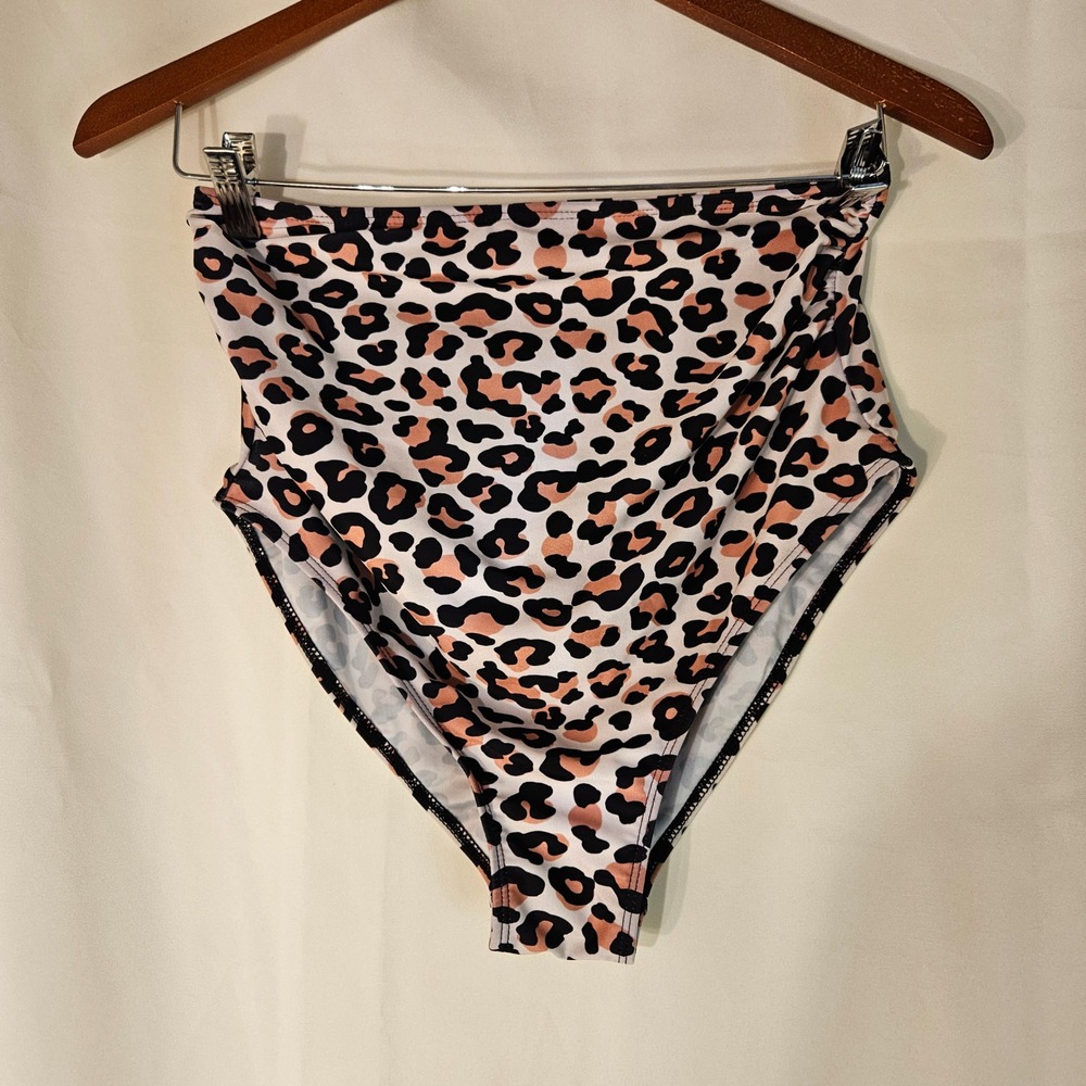 Leopard Print High Waist Swimsuit Bottoms‎ Sexy Cute S